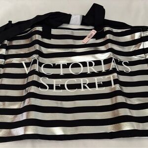 Victoria's Secret Striped Black and Silver Bag